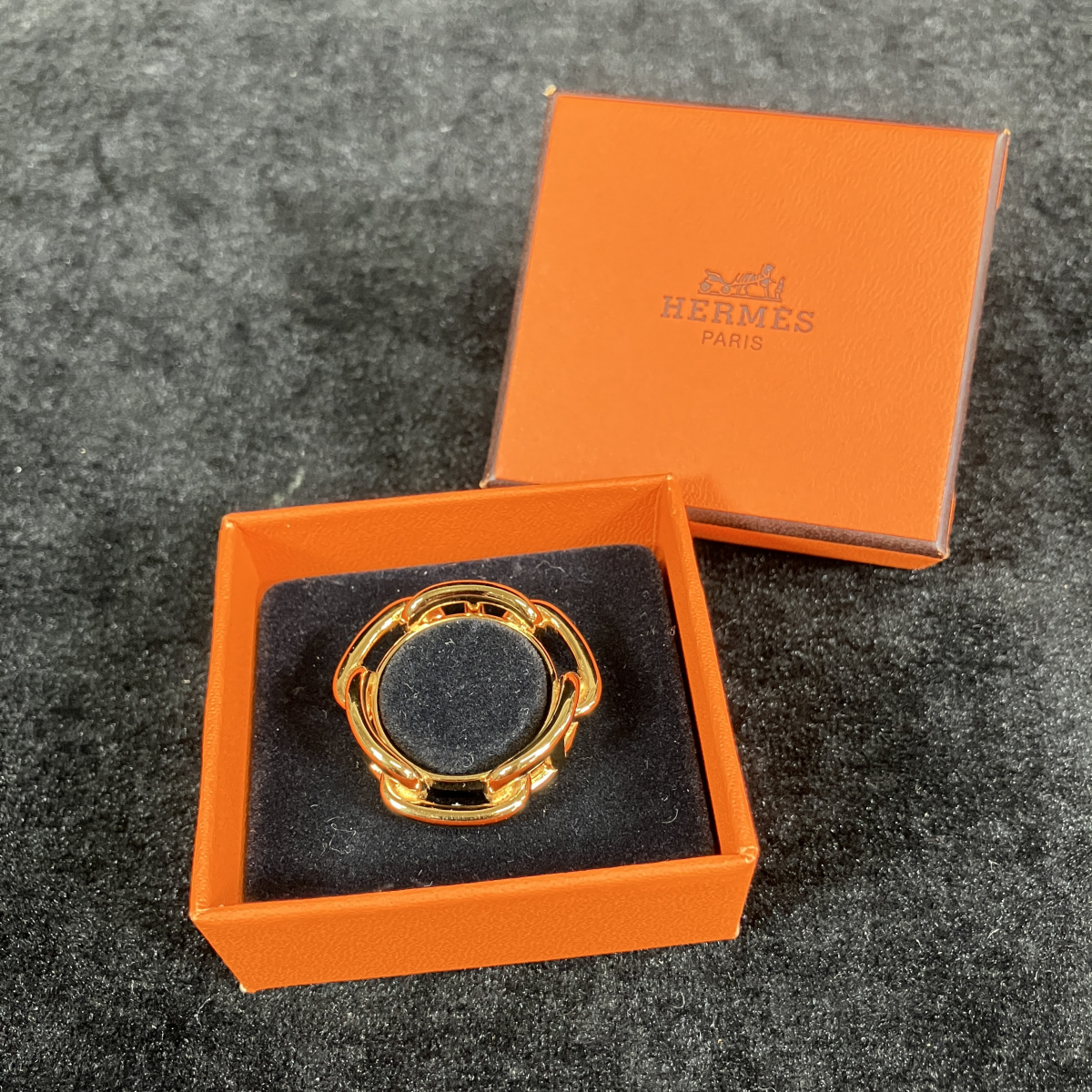 HERMS エルメス Chaine d'Ancre シェーヌダンクル スカーフリング ゴールドカラー ファッション 小物_FFE_C1029-F00A拍卖