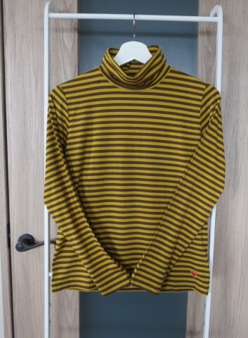 ☆送料無料☆未使用タグ付 PART2 JUNKO SHIMADA ジュンコシマダ マスタードイエローブラウンボーダータートルカットソーLサイズ拍卖