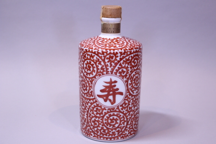 p-3372 未開栓古酒 SUNTORY サントリー ウイスキー 白州 陶器ボトル 赤絵蛸唐草 「寿」 600mL拍卖