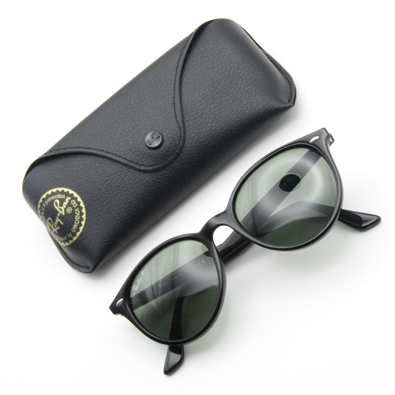 美品 Ray-Ban レイバン サングラス RB4305-F イタリア製 パント ボストン 偏光 フルフィット 601/9A ブラック 61003797拍卖