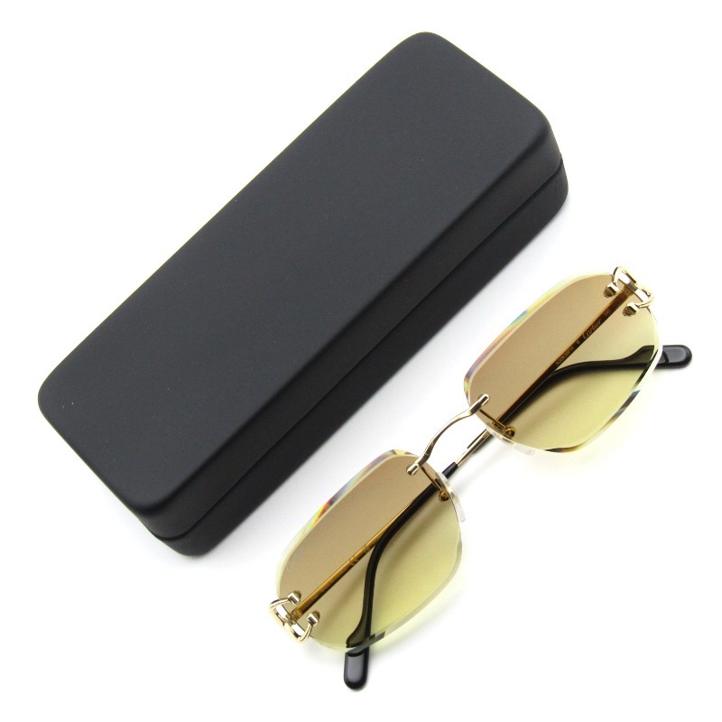 未使用 Cartier カルティエ サングラス CT0468S フランス製 シグネチャーC リムレス ZEISS社レンズ 004 ゴールド 65008728拍卖