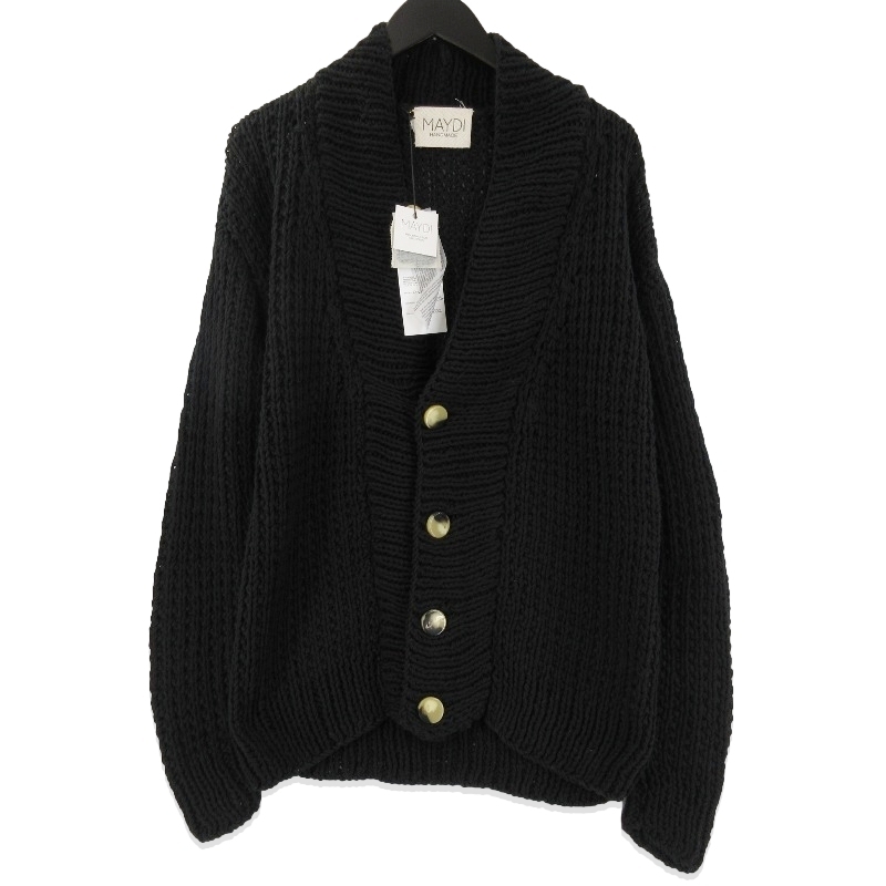 未使用 MAYDI マイディ CARDIGAN ENERGIA HAND KNITTED カーディガン ハンドニット combed cotton ブラック 黒 M 71013691拍卖