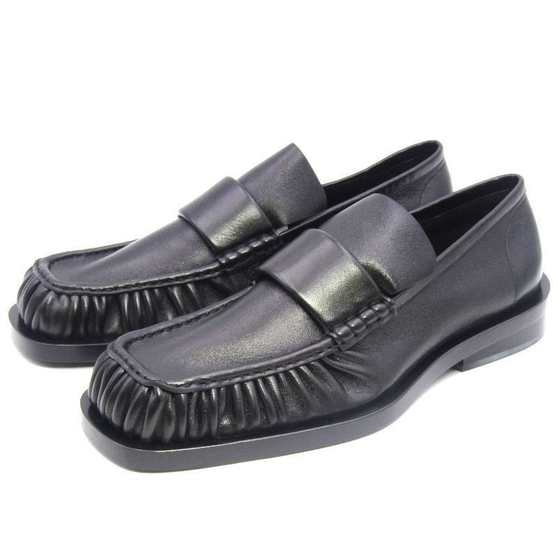 未使用 JIL SANDER ジルサンダー 44 フリルローファー J32WR0017 P4835 アンライニング モカシン ラムレザー 羊革 ブラック 黒 35004821拍卖