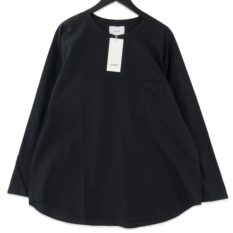未使用 nuterm ニューターム Crew-Neck Woven Tee 006SH-021S クルーネック ロングスリーブカットソー Black M タグ付き 71013729拍卖