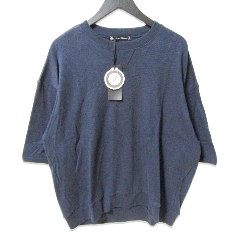 未使用 Upscape Audience アップスケープオーディエンス 半袖Tシャツ AUD6613 ハニカムサマーニット ネイビー M タグ付き 27111383拍卖