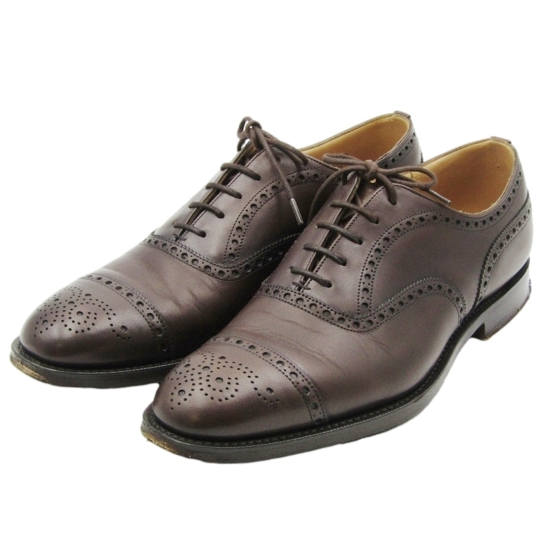 美品 Church's チャーチ UK7F セミブローグ ディプロマット カーフ DIPLOMAT レザーソール 173ラスト 内羽根 エボニー 24005421拍卖