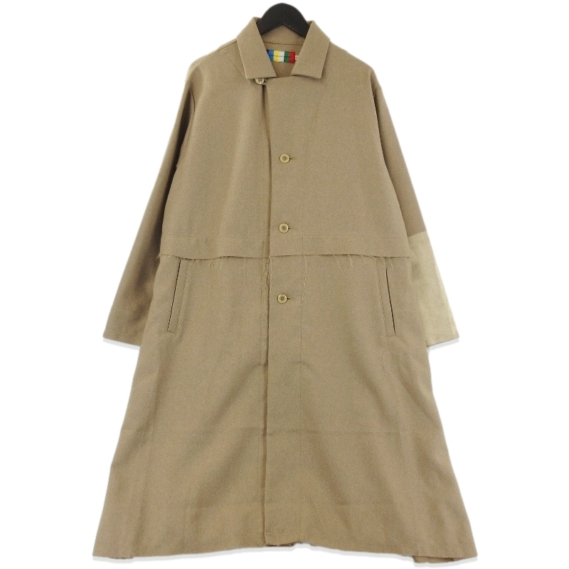 美品 VOO ヴォー ロングコート カットオフ 切り替え 日本製 ブラウン K 71013800拍卖