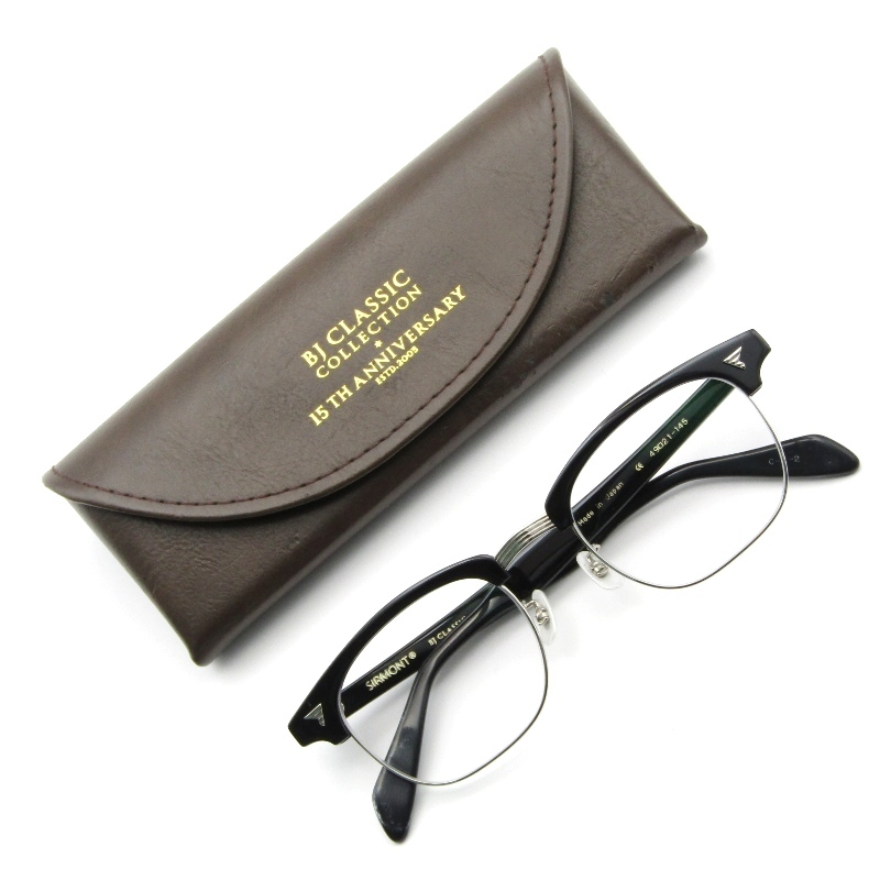 BJ CLASSIC COLLECTION BJクラシック メガネフレーム SIRMONT 15周年記念 度入り 日本製 サーモント C-1-2 ブラック/シルバー 61003880拍卖