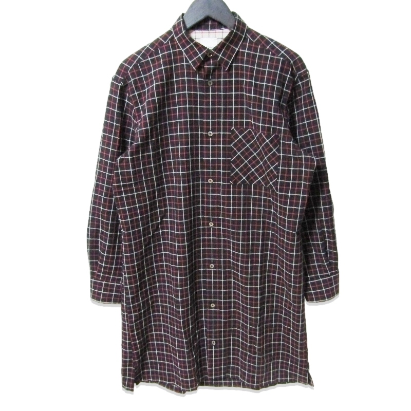 Paul Smith ポールスミス 長袖ロングシャツ 293311 672T タッターソール 19AW チェック柄 ウール 日本製 ブラック 黒 S 27111445拍卖