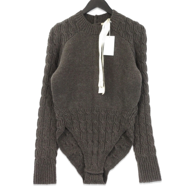 未使用 JUN MIKAMI ジュンミカミ ニット ボディスーツ 19AW 手編み レディース ウール アルパカ混 ブラウン F 70017114拍卖