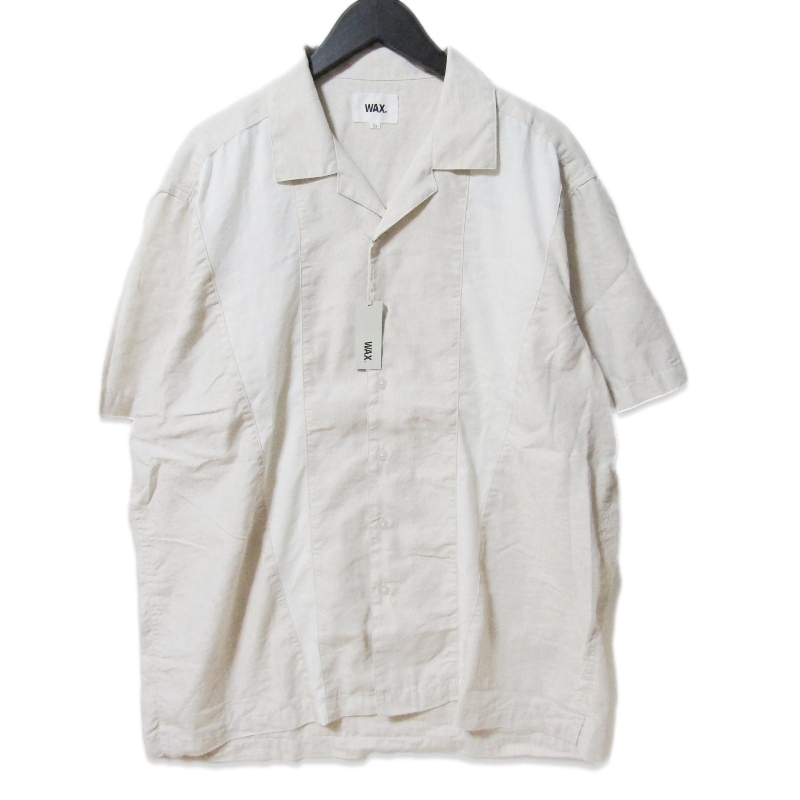 未使用 WAX ワックス LINEN SHIRTS WX-0424 半袖シャツ リネン ナチュラル L タグ付き 27111487拍卖