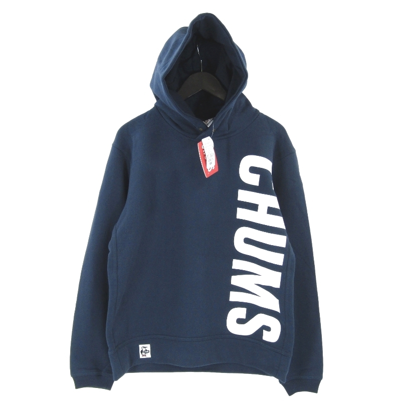 未使用 CHUMS チャムス プルオーバーパーカー CH00-1335 Big Logo Pullover Parka フーディ ロゴ ネイビー M タグ付き 65008863拍卖