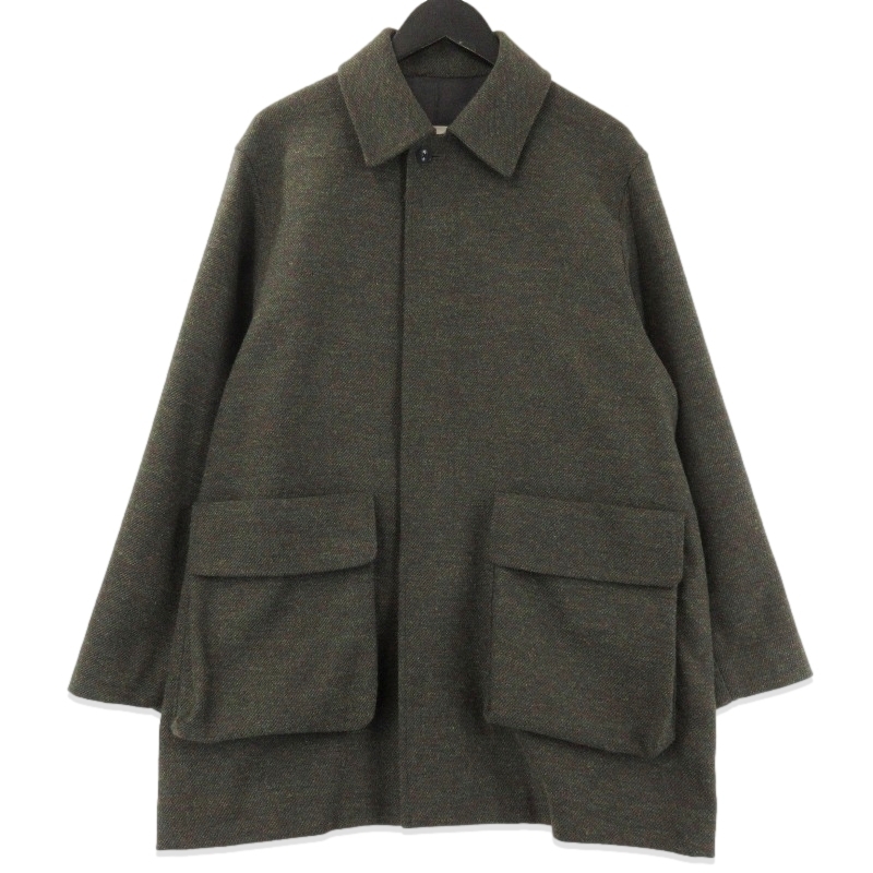 美品 Caledoor カレドアー カバーオール ジャケット 6043-2506 Rambling Wool Coverall Jacket ショートコート 比翼 カーキ S 71013861拍卖
