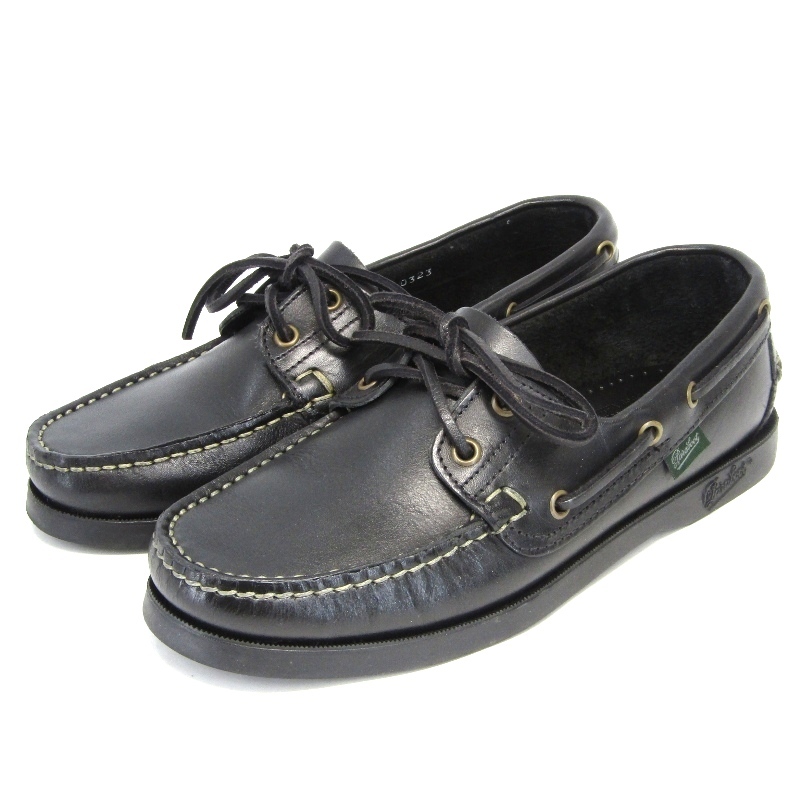 Paraboot パラブーツ UK5.5 デッキシューズ 780031 BARTH ボートシューズ MARINE SOLE 牛革 スペイン製 ブラック 黒 LIS NOIR 35004865拍卖