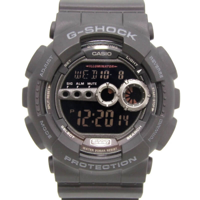 CASIO G-SHOCK Gショック GD-100-1BJF デジタル 高輝度LEDバックライト ワールドタイム タイマー アラーム ブラック 黒 28011026拍卖