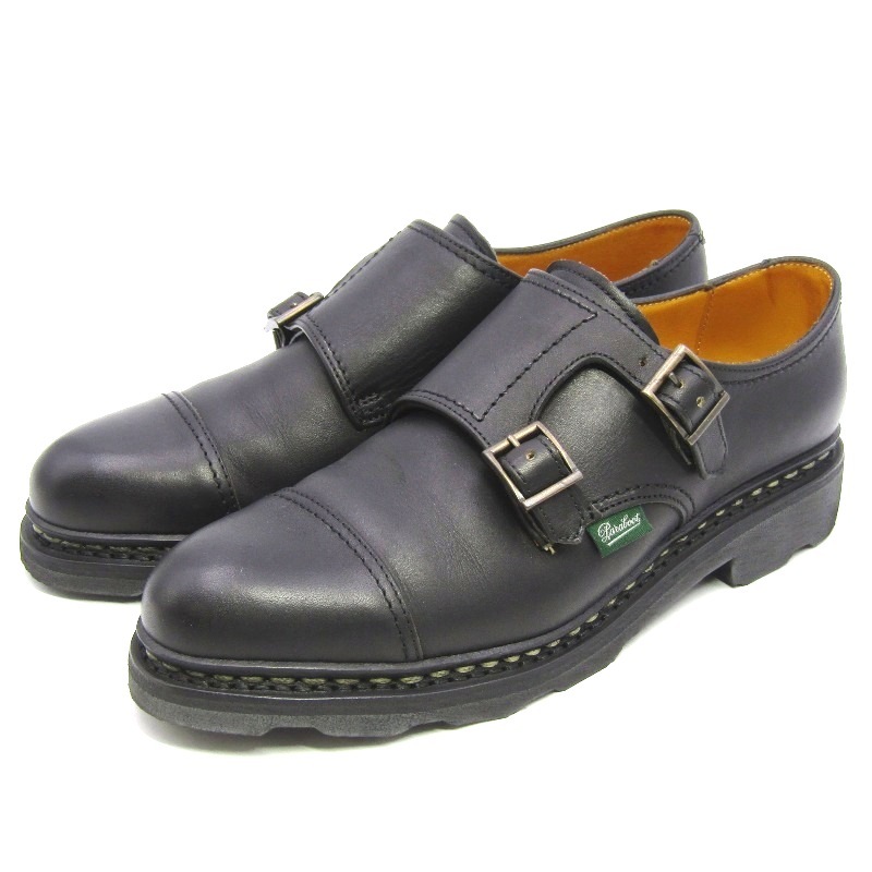 美品 Paraboot パラブーツ UK5 ダブルモンク 106012 VOGUE GRIFF ヴォーグ ウィメンズ レディース キャップトゥ 黒 LIS NOIR 35004871拍卖