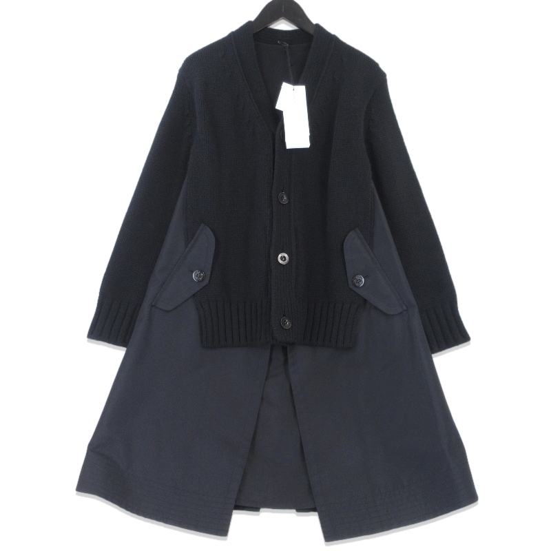 sacai サカイ ドッキング ロングカーディガン 23-06778 ウィメンズ レディース 日本製 ローゲージ ブラック 黒 1 タグ付き 70017156拍卖