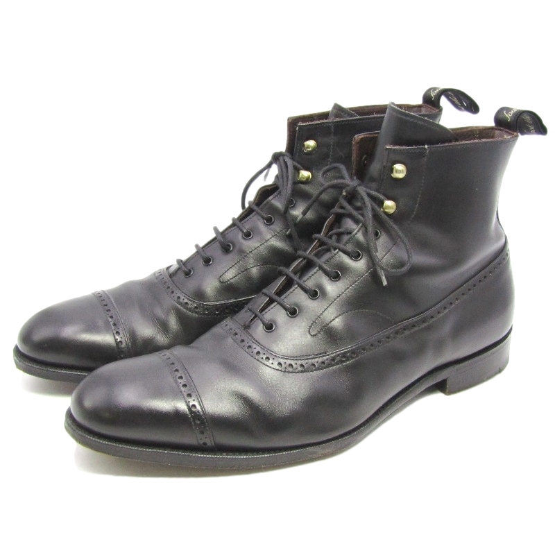 foot the coacher × GRENSON グレンソン フットザコーチャー UK9F レースアップブーツ カーフ バルモラル 内羽根 ブラック 黒 35004870拍卖