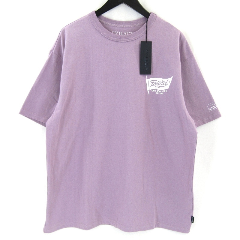 未使用 EVILACT イーブルアクト BANDANA SS EA25-ACT1-T06 半袖Tシャツ フラッグ FLAG パープル L タグ付き 65008913拍卖