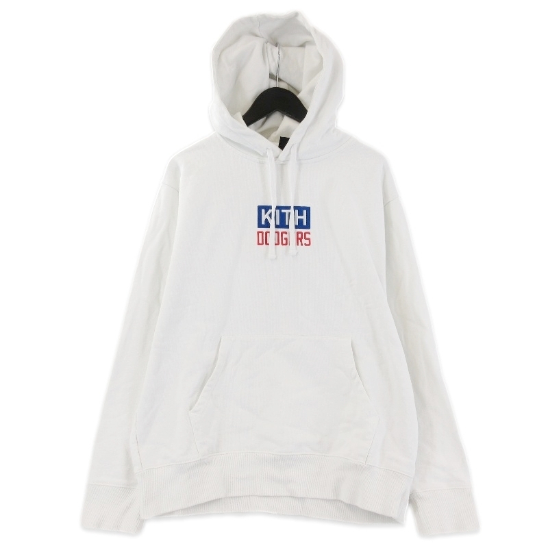 KITH × Los Angeles Dodgers キス プルオーバーパーカー Logo Script Hoodie KH2458 MLB ドジャース ホワイト 白 M 71013883拍卖