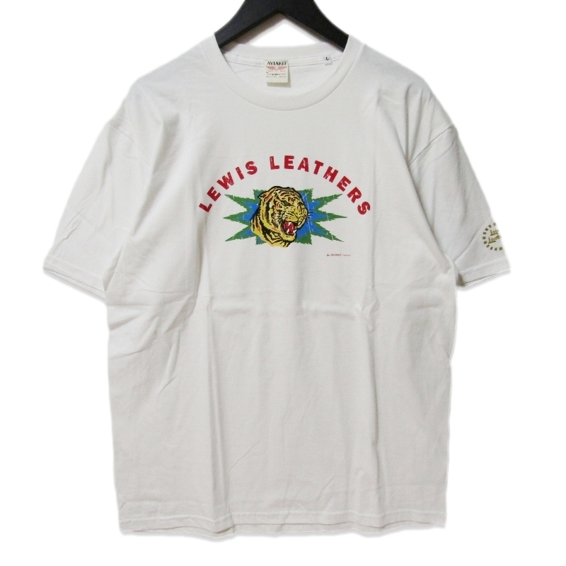 未使用 Lewis Leathers ルイスレザー 半袖Tシャツ Tiger Head T shirt タイガーヘッド プリントTee ホワイト 白 L 27111582拍卖