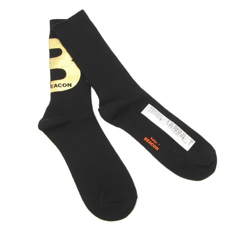 未使用 kolor/BEACON カラー ビーコン ソックス 23SBM-A02532 Printed プリント 靴下 日本製 23SS ブラック 黒 F 28011103拍卖