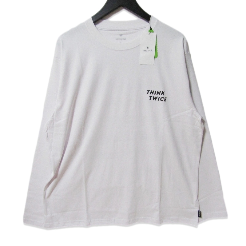 未使用 Snow Peak スノーピーク Think Twice Long Sleeve T-Shirt TS-24AU106 長袖Tシャツ プリント ホワイト 白 XL タグ付き 27111547拍卖