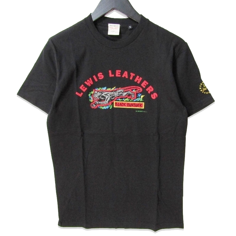 未使用 Lewis Leathers ルイスレザー 半袖Tシャツ Black Panther T shirt ブラックパンサー プリントTee ブラック 黒 S 27111578拍卖