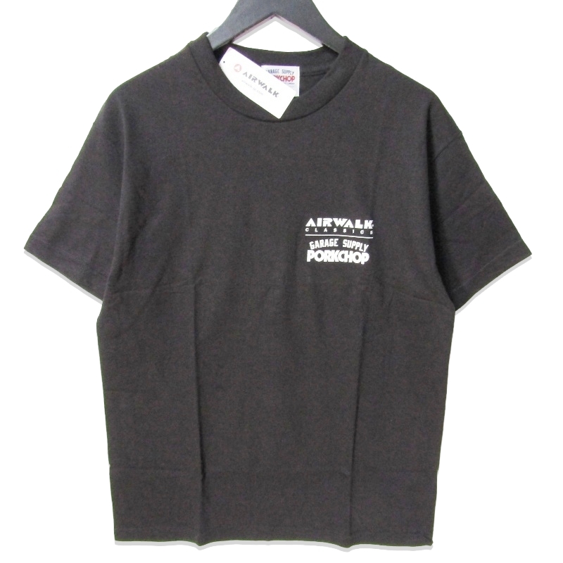 美品 PORKCHOP GARAGE SUPPLY × AIRWALK ポークチョップ エアウォーク 半袖Tシャツ AIR PORK TEE エアポーク ブラック 黒 M 27111551拍卖