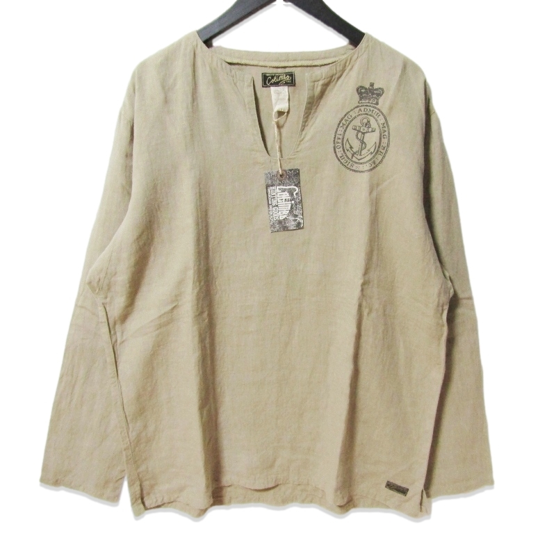 未使用 COLIMBO コリンボ 長袖シャツ ZV-0305 Scapa Flow Sleeping Shirt リネン 日本製 ベージュ XL タグ付き 27111576拍卖