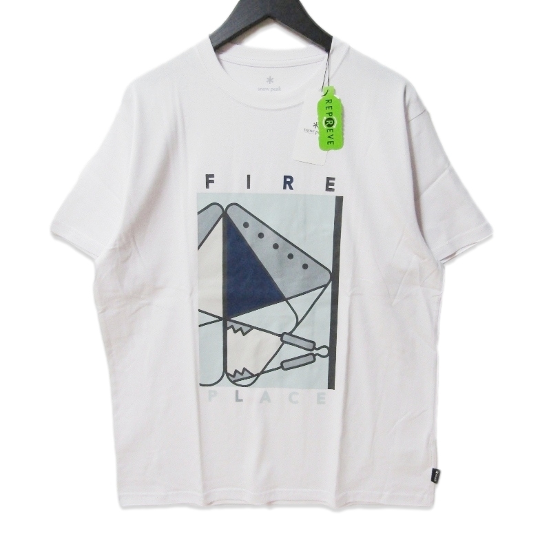 未使用 Snow Peak スノーピーク Fireplace T-Shirt TS-24AU102 半袖Tシャツ プリント Tee ホワイト 白 L タグ付き 27111515拍卖