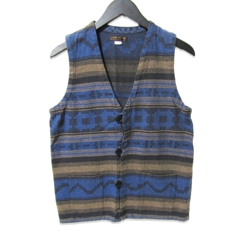 WESTRIDE ウエストライド ベスト CHIMAYO VEST チマヨベスト 総柄 コットン 日本製 ブルー 36 27111566拍卖