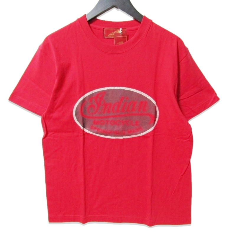 未使用 Indian インディアン 半袖Tシャツ IC-2771 ロゴ プリント コットン レッド M タグ付き 27111601拍卖