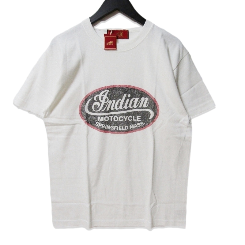未使用 Indian インディアン 半袖Tシャツ IC-2771 ロゴ プリント コットン ホワイト 白 L タグ付き 27111599拍卖
