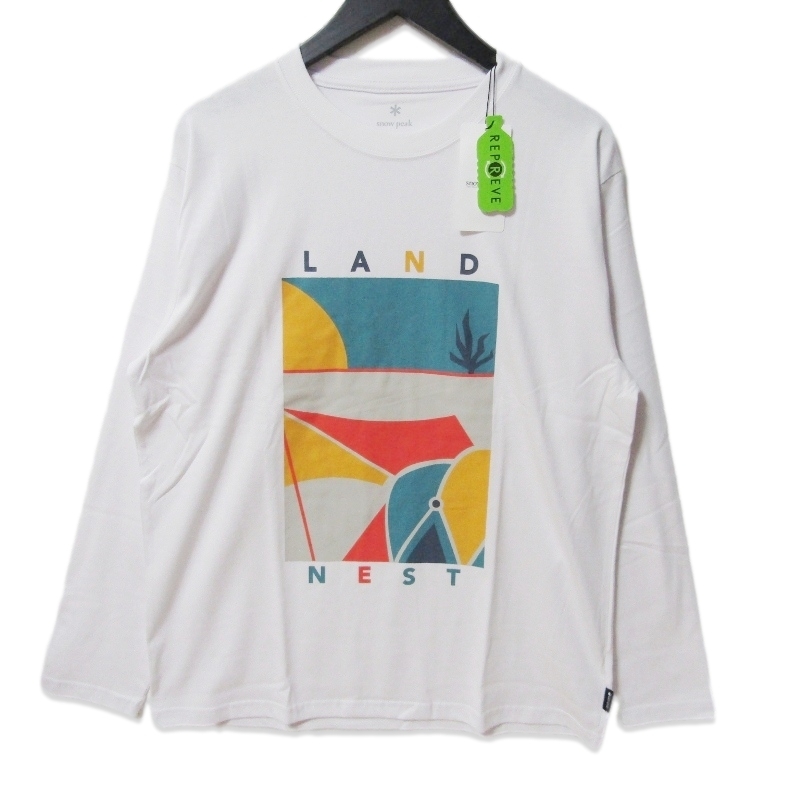 未使用 Snow Peak スノーピーク Land Nest Long Sleeve T-Shirt TS-24AU105 長袖Tシャツ プリント Tee ホワイト 白 L タグ付き 27111535拍卖