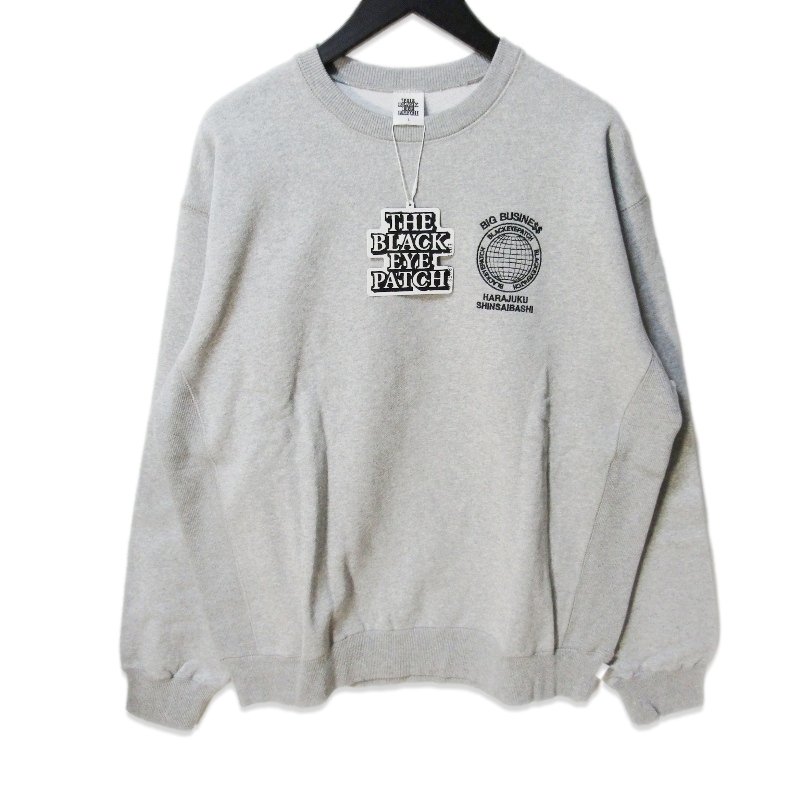 未使用 BLACKEYEPATCH ブラックアイパッチ BIG BUSINESS FLAGSHIPS CREW SWEAT BEPSS25CS29 スウェット 刺繍 GRAY L タグ付き 27111637拍卖
