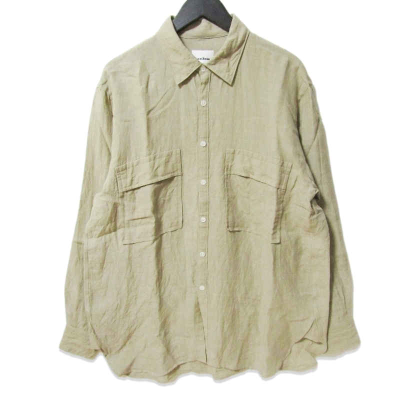美品 :colon コロン 長袖シャツ CSH-4 コットン120番手双糸 タイプライター ダブルポケット 日本製 ベージュ 3 27111659拍卖