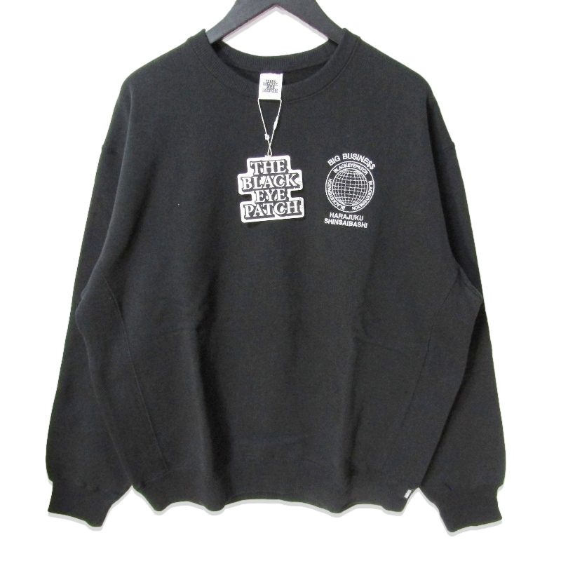 未使用 BLACKEYEPATCH ブラックアイパッチ BIG BUSINESS FLAGSHIPS CREW SWEAT BEPSS25CS29 ブラック 黒 L タグ付き 27111638拍卖