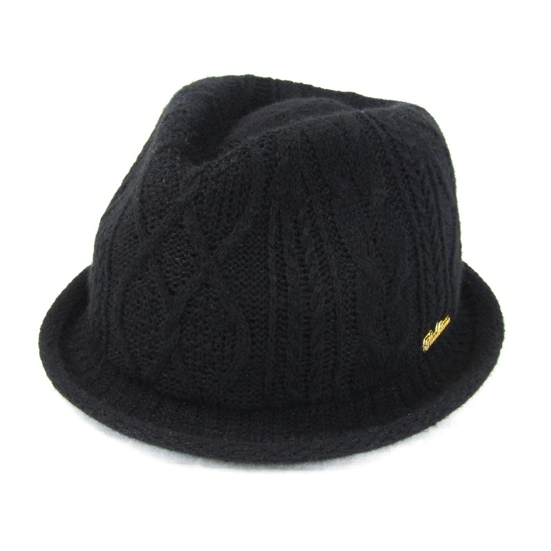 美品 Headstime ヘッズタイム ハット 中折れ ニット ウール混 日本製 ブラック 黒 58 54000025拍卖