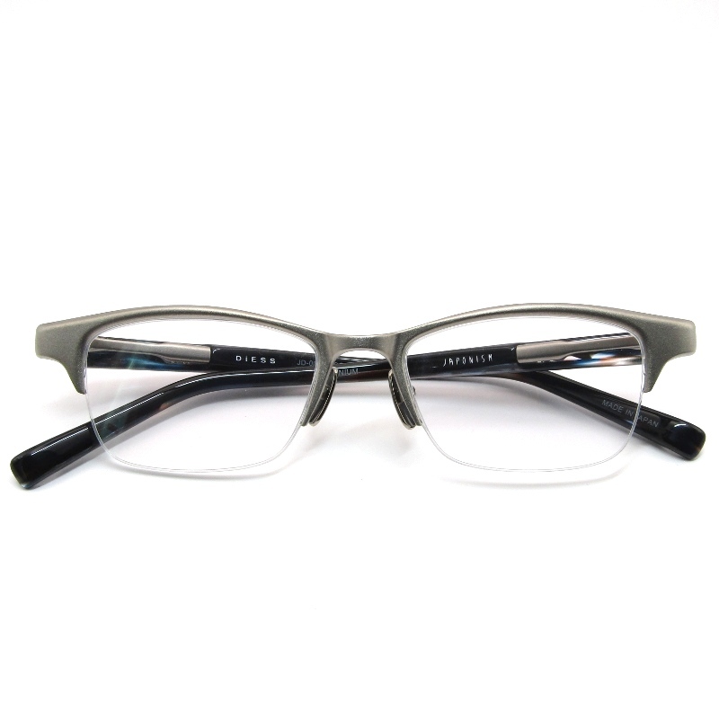 未使用 JAPONISM ジャポニスム メガネフレーム JD-005 日本製 ハーフリム スクエア ばね丁番 1 Blast Titanium Muku 61004017拍卖