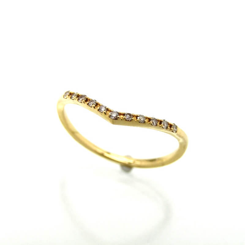 agete アガット リング K18YG ハーフエタニティ デコルテライン レディース イエローゴールド ダイヤモンド 0.05ct 5号 28011161拍卖