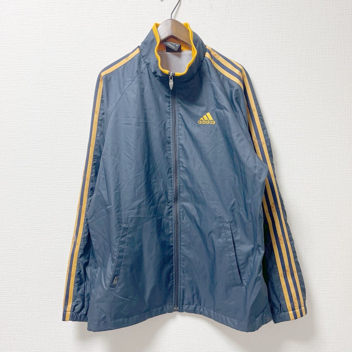 adidas アディダス 裏メッシュ ウィンドブレーカー Lサイズ ネイビー ポリエステル シャカシャカ 拍卖