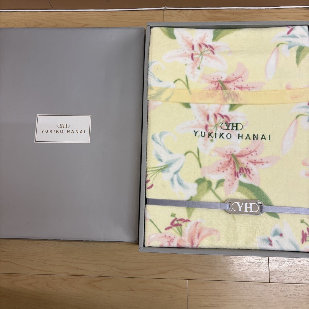 YUKIKO HANAI ユキコハナイ 綿毛布 花柄 百合 ゆり イエロー no.206拍卖