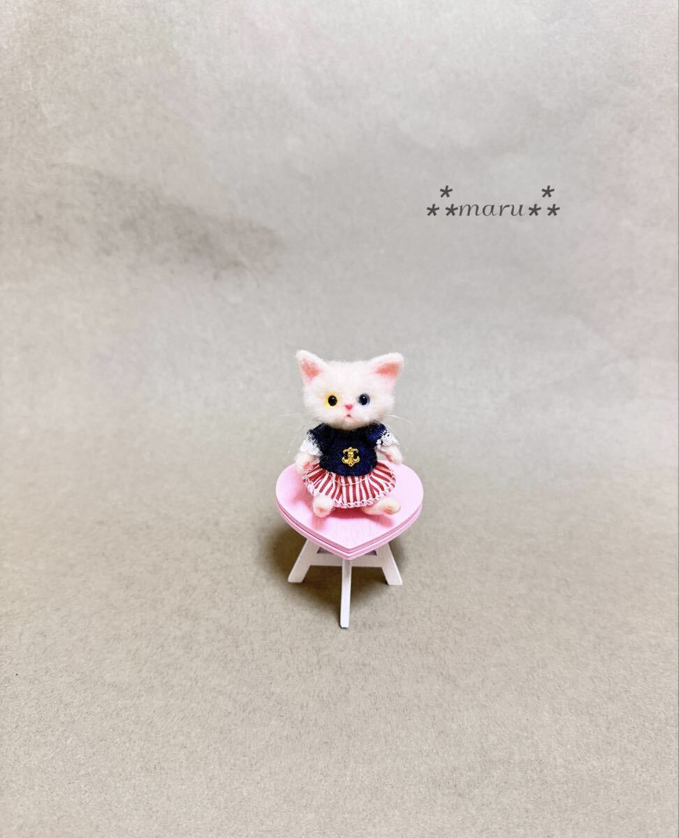*maru*羊毛フェルト 小さな白猫 ハンドメイド ブライス 人形 ドールハウス ミニチュア テディベア拍卖