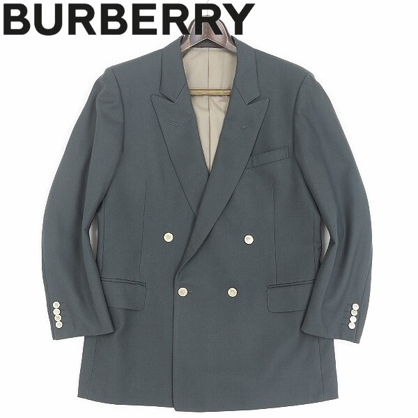 【HA585】ヴィンテージ◆BURBERRYS バーバリー メタルボタン ダブル ジャケット グレー AB7拍卖