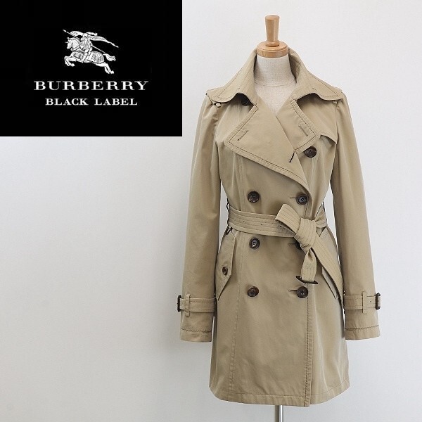 【HA656】◆BURBERRY BLACK LABEL バーバリー ブラックレーベル スプリング トレンチ コート ベージュ 38拍卖