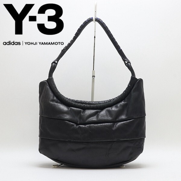 【HA720】◆Y-3 adidas×YOHJI YAMAMOTO アディダス×ヨウジヤマモト レザー 肩掛け ワンショルダー バッグ 黒 ブラック拍卖