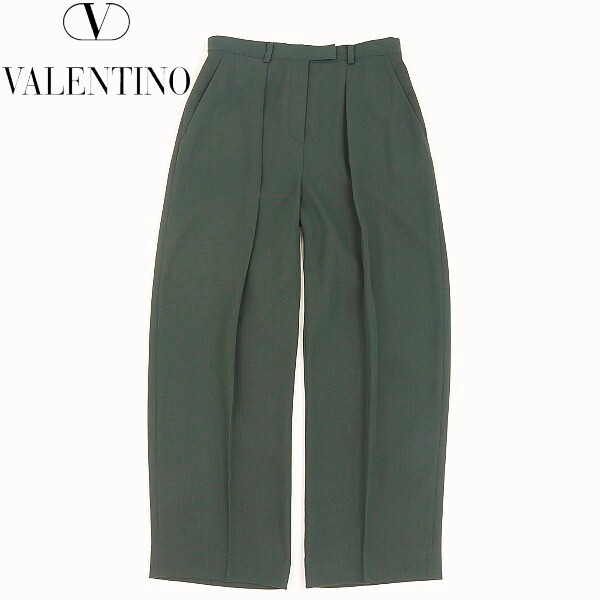 【HA674】ヴィンテージ◆VALENTINO MSS V ヴァレンティノ タック パンツ モスグリーン 46/12拍卖