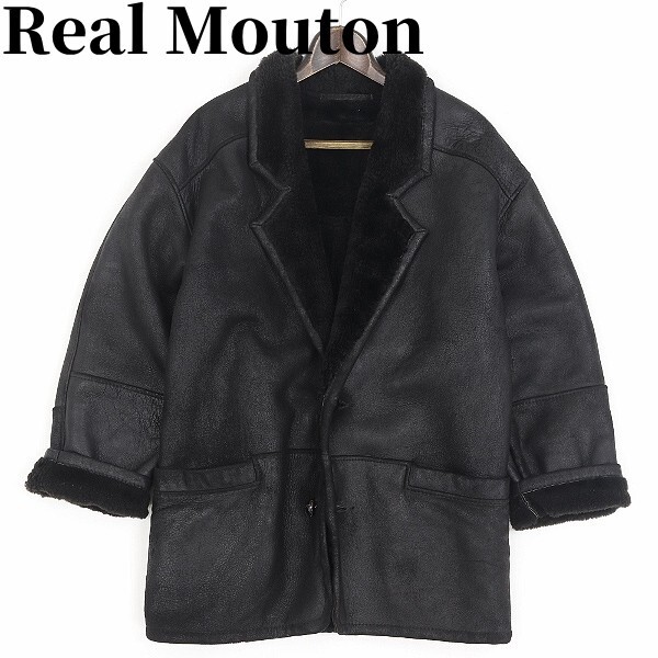 【HA515】USA製◆ARDNEY アードニー リアルムートン コート 黒 ブラック 36拍卖