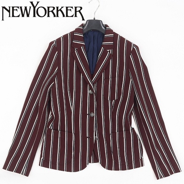 【HA792】美品◆NEWYORKER ニューヨーカー マルチストライプ柄 ウール メタルボタン ジャケット 11AR拍卖